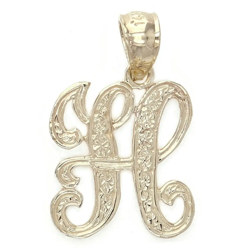 14k Yellow or White Gold Initial Letter Charm Pendant