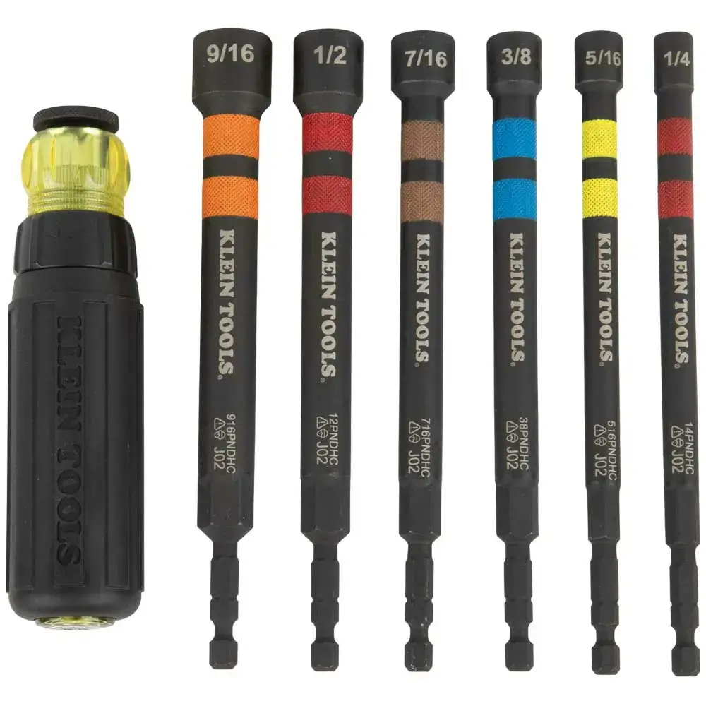 Klein Tools Hollow Magnetic Color-Coded Ratcheting 6-Piece Power Nut Drivers