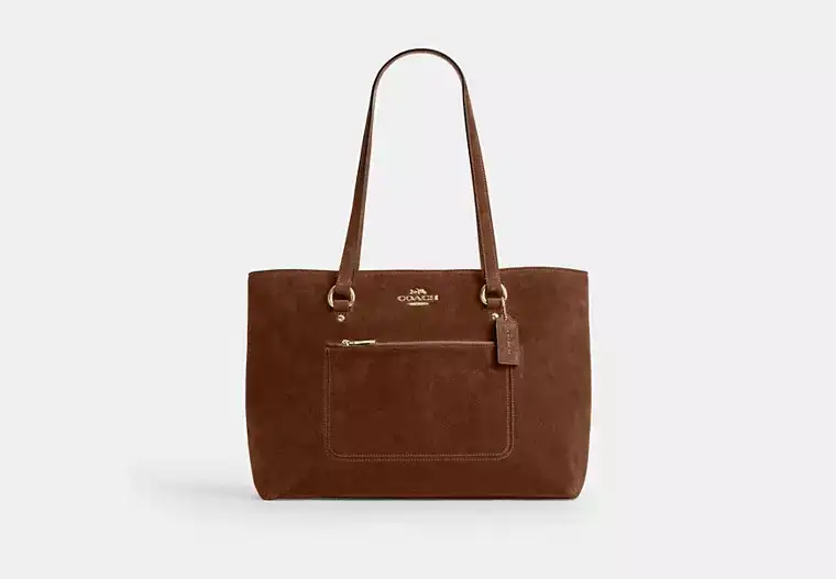 Coach Station Suede & Leather Tote Bag