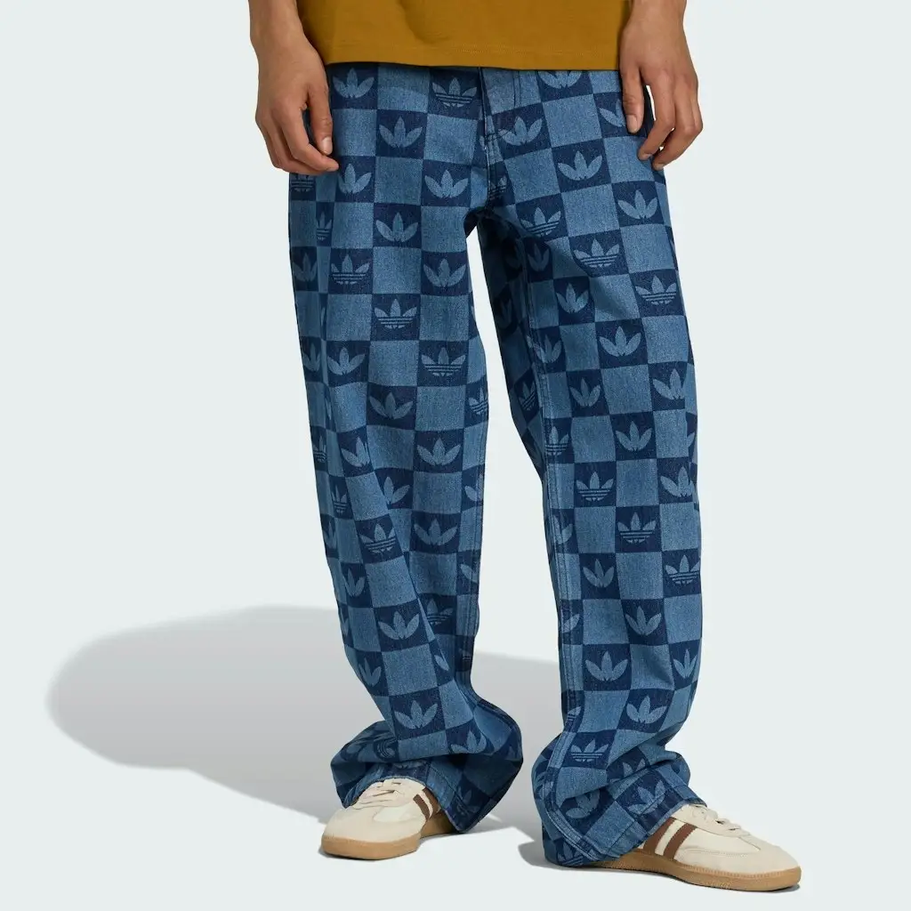adidas Men's Monogram All Over Print Regular Denim Pants