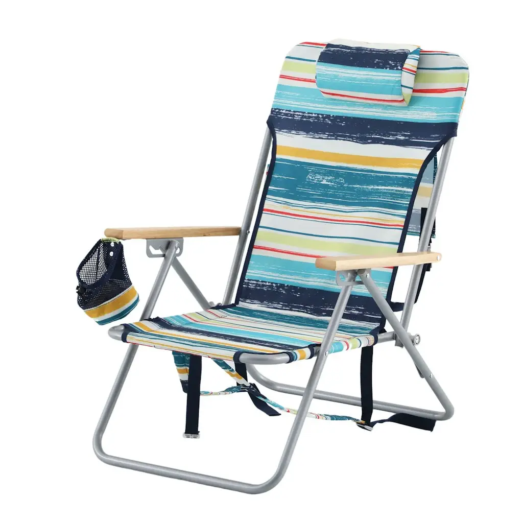 Style Selections Polyester Multi-Stripe Folding Beach Chair
