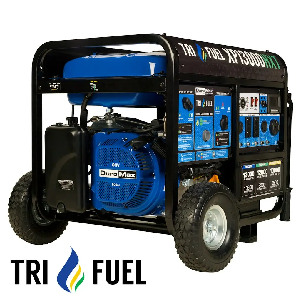 DuroMax XP13000HXT 500cc Tri-Fuel Remote Start 13000/10500-Watt Portable Generator