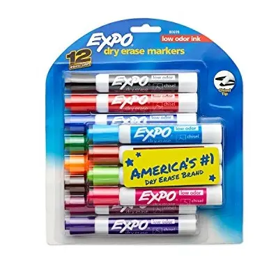 EXPO 80699 Low-Odor Dry Erase Markers, Chisel Tip, Assorted Colors, 12-Count, Only $8.09