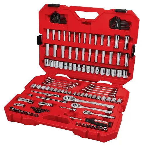 CRAFTSMAN Mechanic Tool Set 135 Pcs, 1/4, 1/2 and 3/8 Inch Drive SAE and Metric Socket Wrench Set with Case (CMMT12124) New 135 Piece Set, List Price is $129, Now Only $99, You Save $30