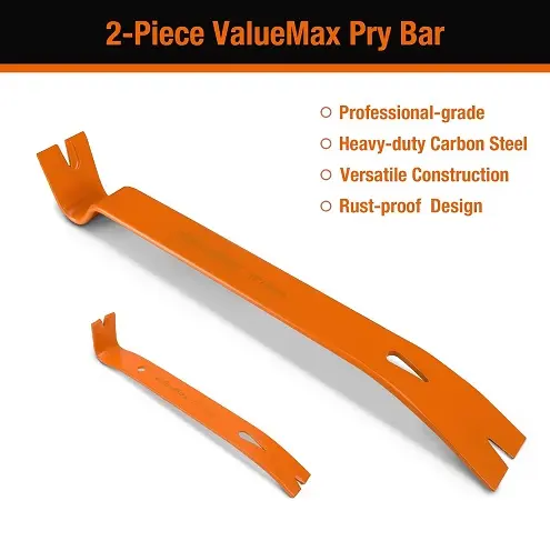 ValueMax 2PCS Flat Pry Bar Set, 7.5” Mini Pry Bar, 15” Heavy Duty Claw Bar, List Price is $9.99, Now Only $8.99, You Save $1