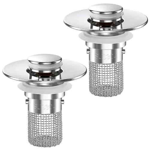 Pop-up Bathroom Sink Drain Strainer 2-Pack
