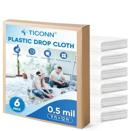 Ticonn 12x9-Foot Plastic Drop Cloth 6-Pack