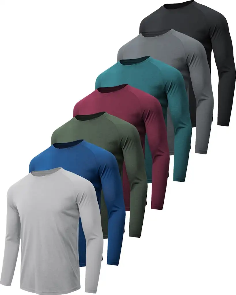 Men's Long Sleeve Quick Dry T-Shirt 7-Pack