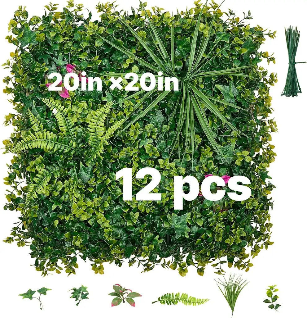 Vevor 12-Piece 20" x 20" Artificial Boxwood Panel Plant Wall