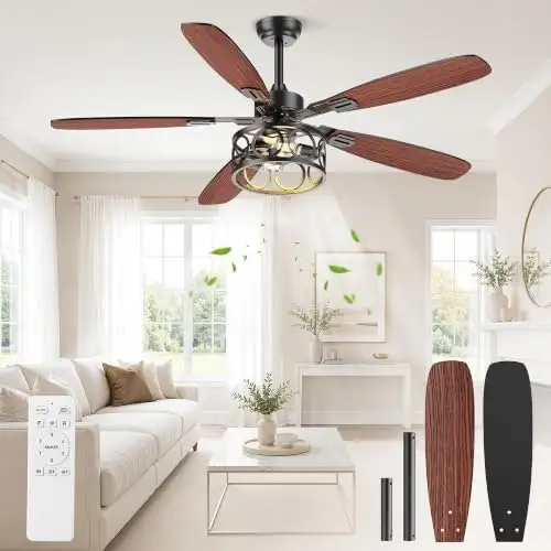 Blnan 52" 5-Blade Ceiling Fan with Light and Remote