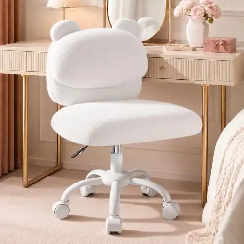 Marsail Wheeled Armless Vanity Desk Chair