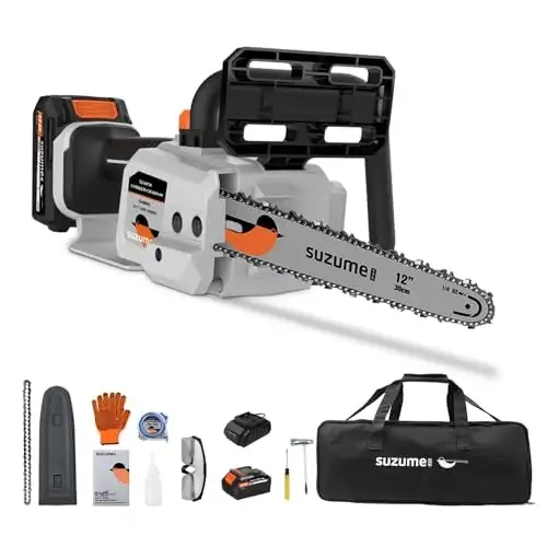 Suzume 21V 12" Cordless Electric Chainsaw w/ 2-Battery