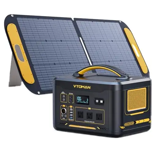 Vtoman Jump 1500X Portable Power Station w/ 110W Solar Panel