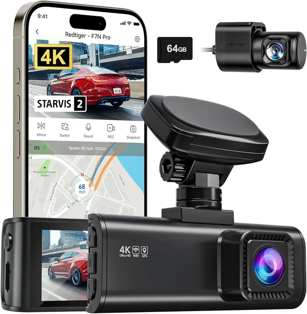 Certified Refurb RedTiger F7N Pro 4K Dash Cam w/ 64GB Card