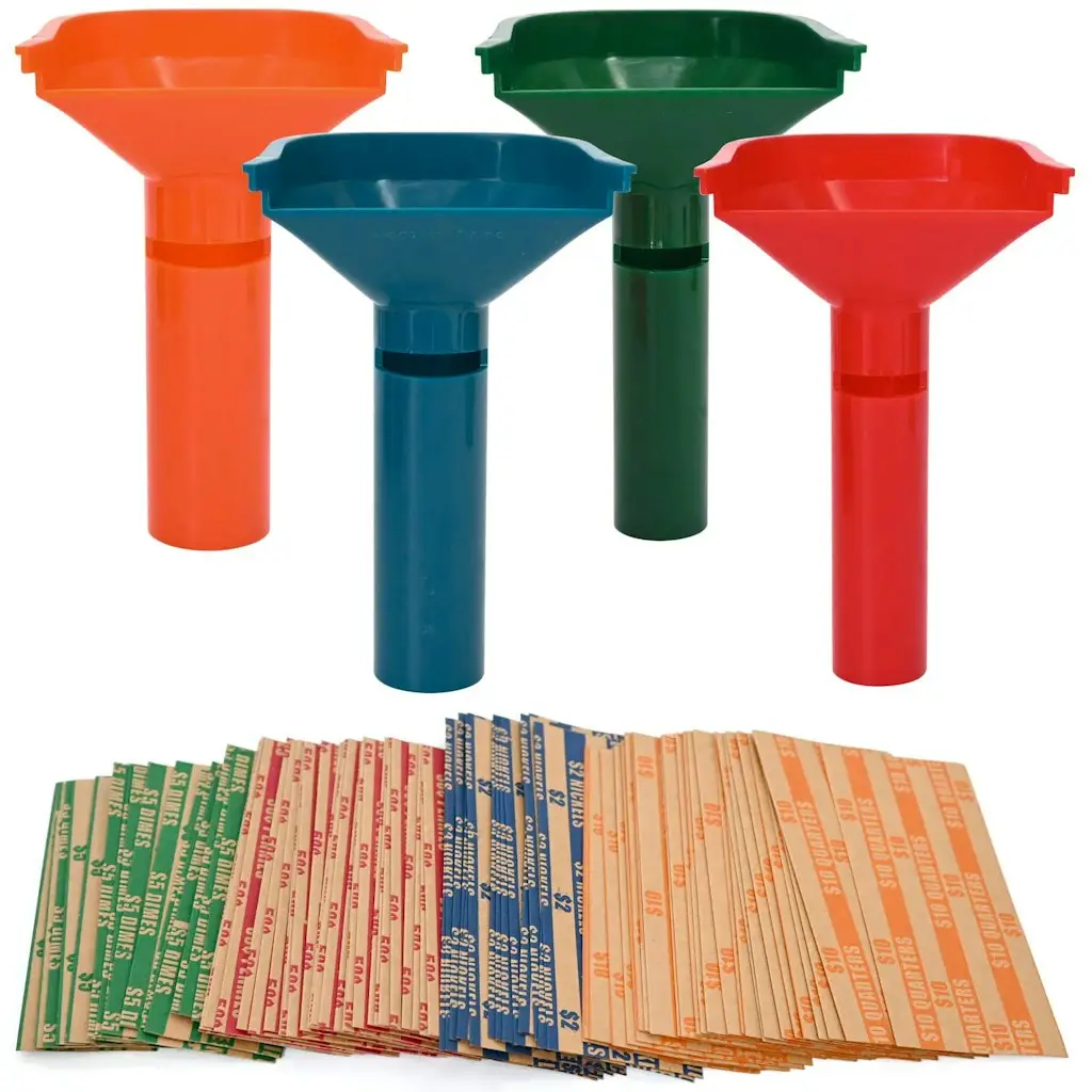 150 Coin Wrappers & 4 Sorter Tubes