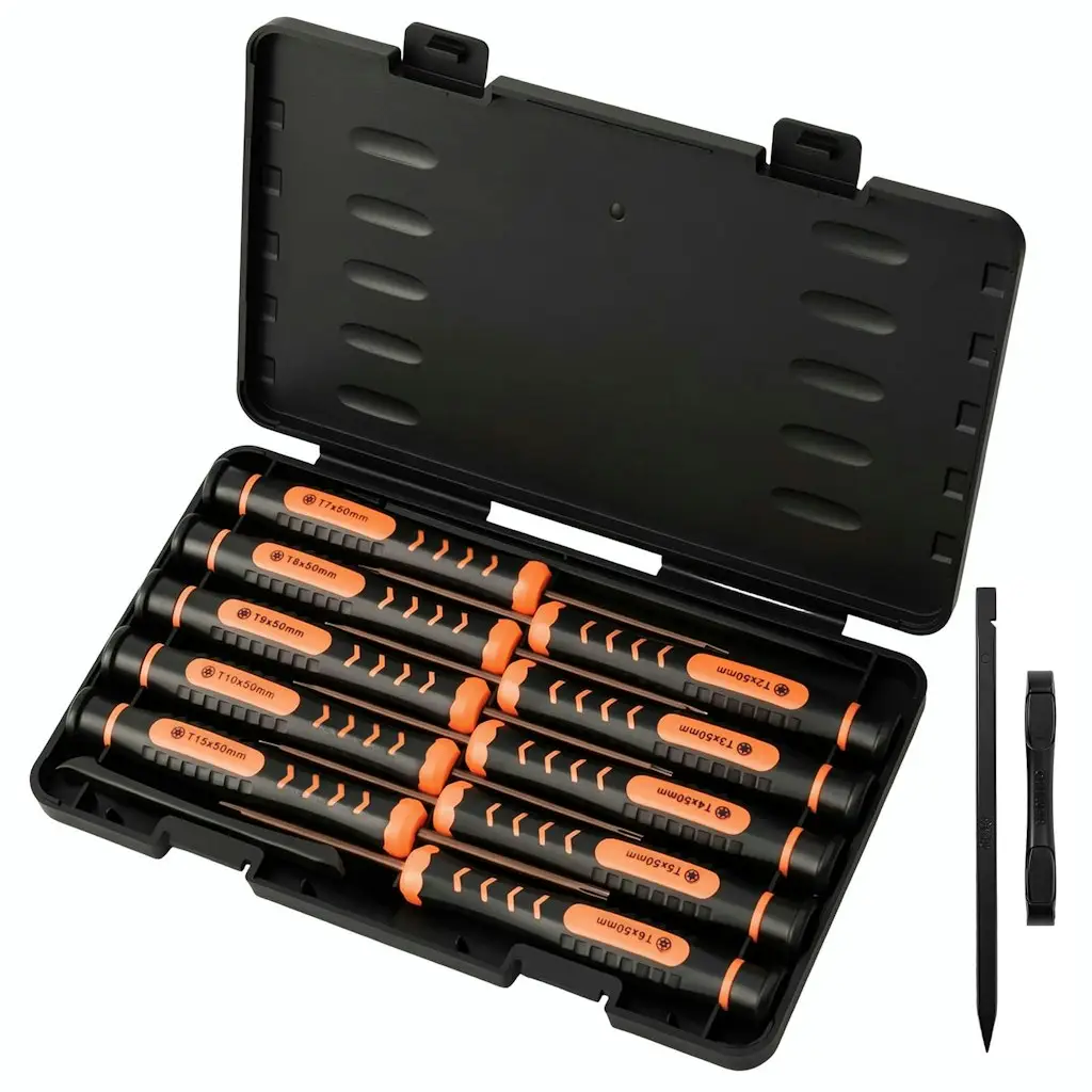 10-Piece T2-T15 Torx Screwdriver Set w/ Case
