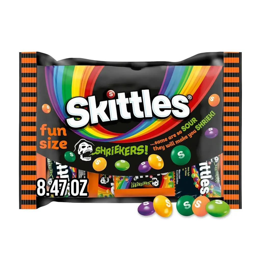 Skittles Shriekers Sour Fun Size Halloween Candy Bag 2-Pack