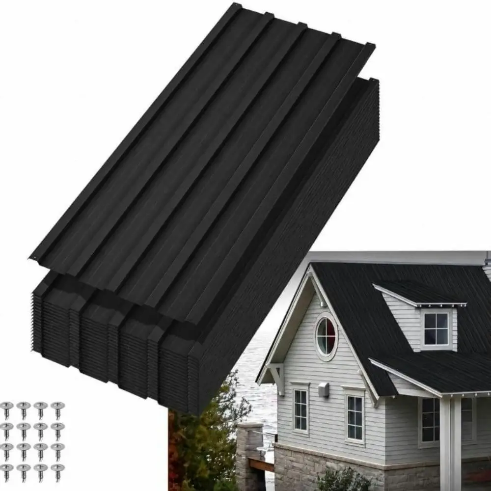Galvanized 20-Piece Corrugated Metal Roof Panels w/ Screws