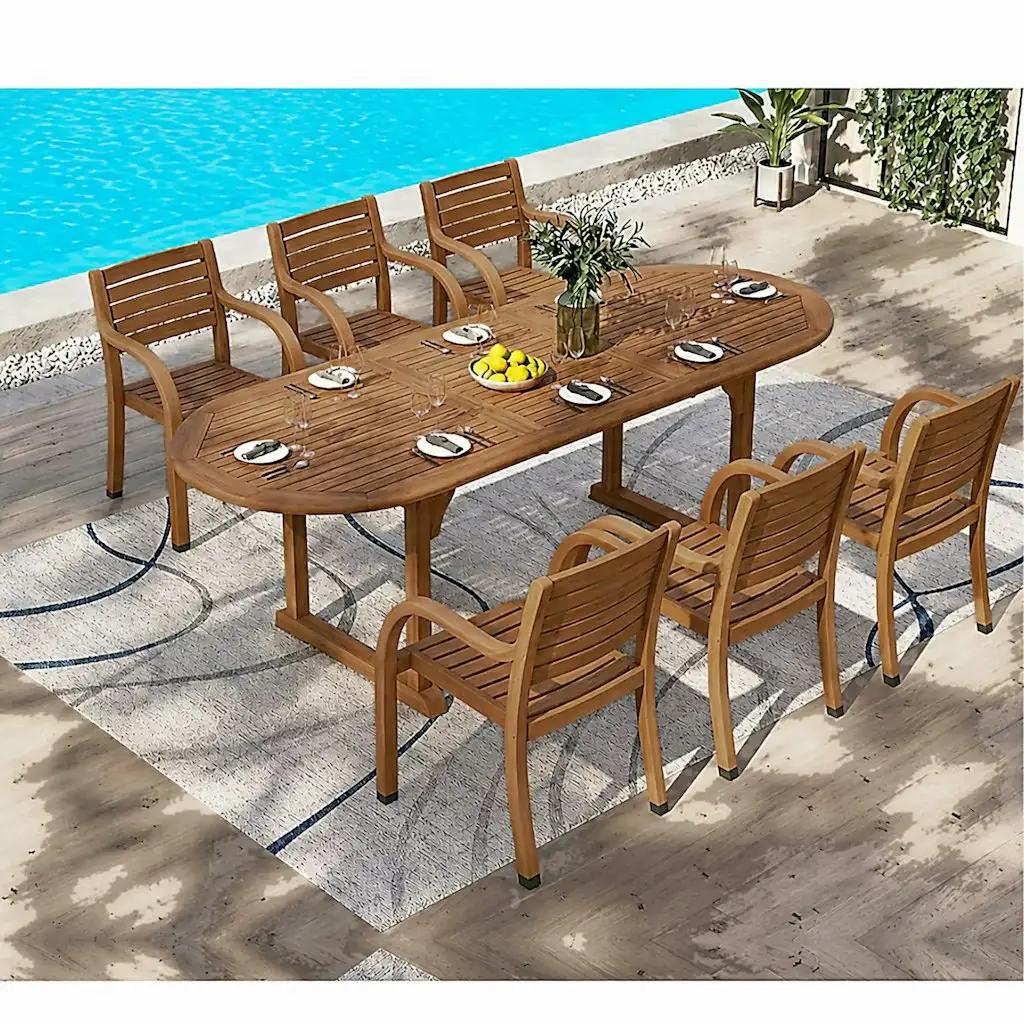 Amazonia 7-Piece Eucalyptus Wood Extendable Patio Dining Set