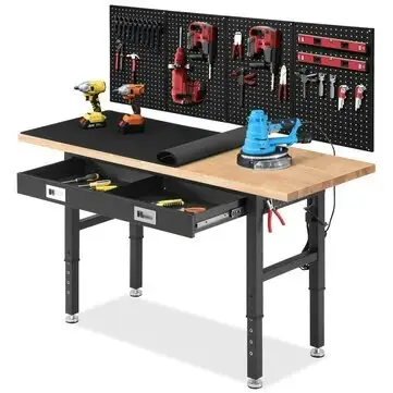 Enjoywood 60"Adjustable Height Workbench with Drawers