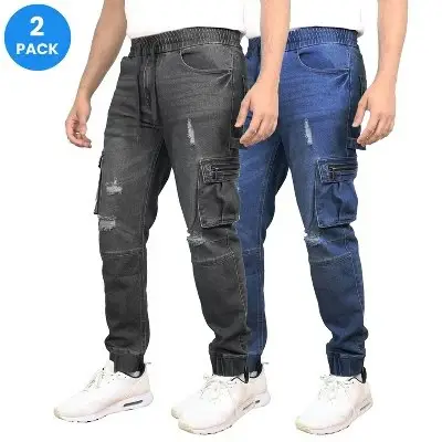 Blue Ice Men's Stretch Cargo Carpenter Jean Joggers 2-Pack