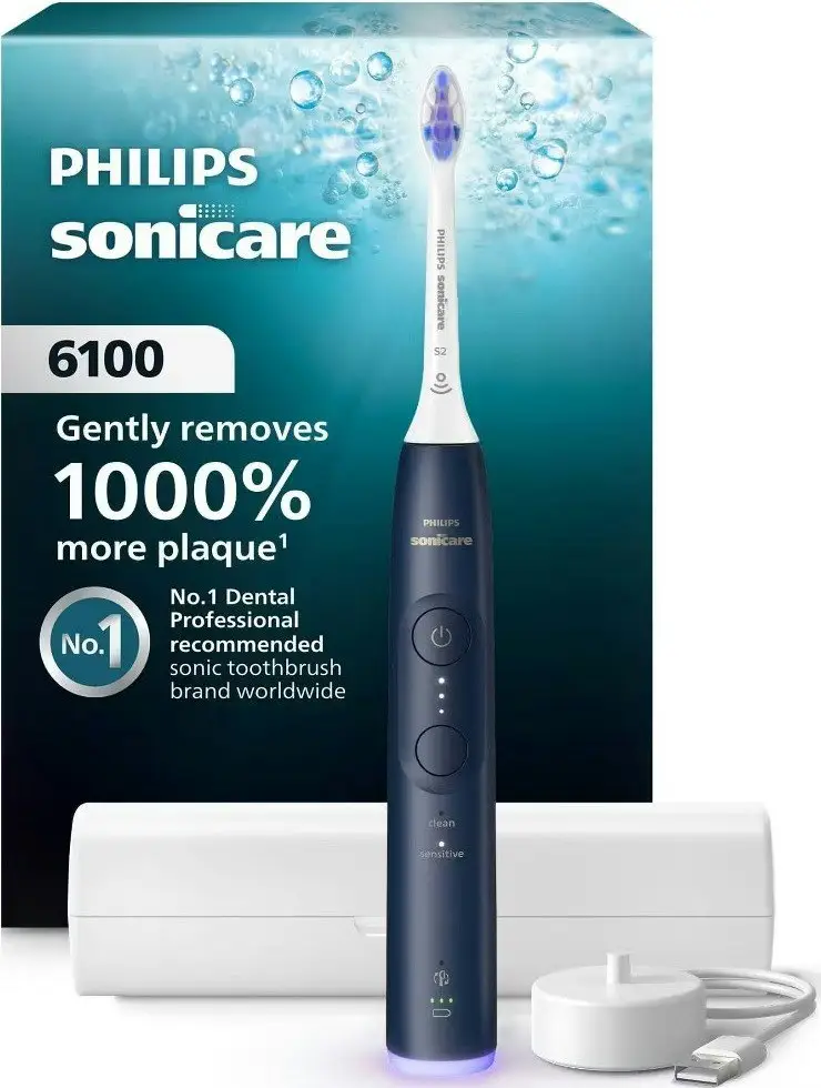 Philips Sonicare 6100 Rechargeable Electric Toothbrush w/ Travel Case