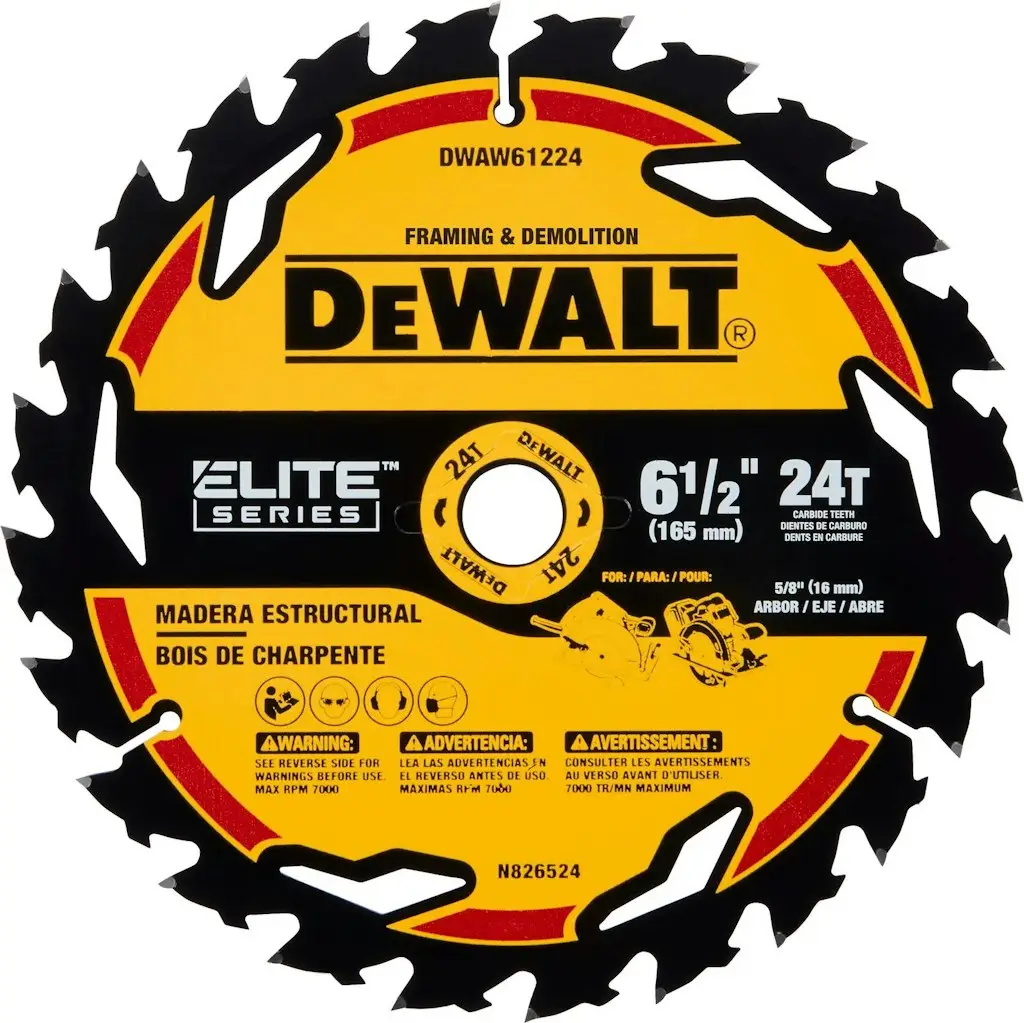 DeWalt Elite Series 6.5" 24-Tooth Circular Saw Blade