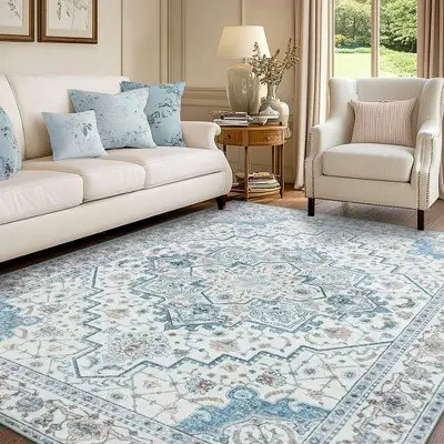 Lovevook Blue Boho 5x7-Foot Area Rug