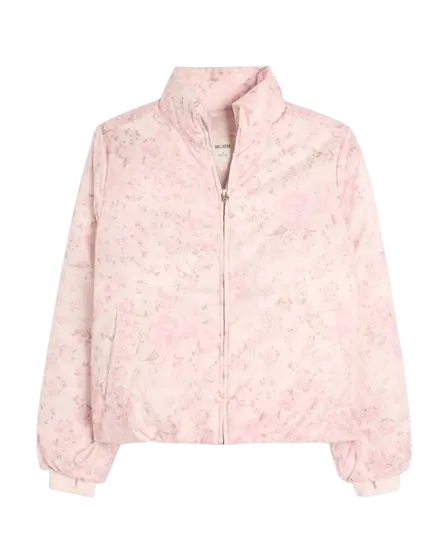 Hollister Women's Zip-Up Pattern Puffer Jacket