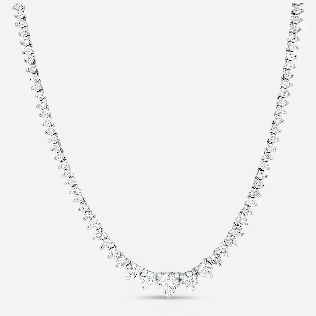 20-CT Created White Sapphire Graduated Tennis Necklace