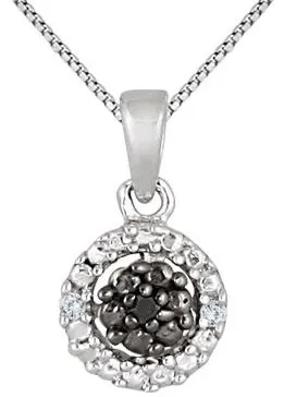 Black and White Diamond Halo Pendant in .925 Sterling Silver