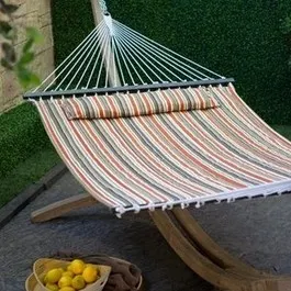 Island Bay 13 ft. Sienna Stripe Quilted Hammock