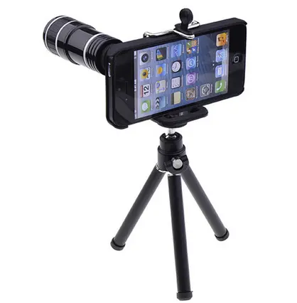 New 12X Optical Zoom Mobile Telescope Camera Lens + Tripod + Case For iPhone 5 5G
