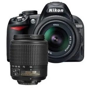 Nikon D3100 14MP DX-format Digital SLR Kit w/ 18-55mm and 55-200mm Lenses 