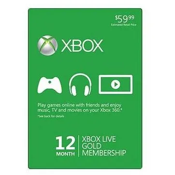 Microsoft Xbox Live 12 Month Gold Membership Card