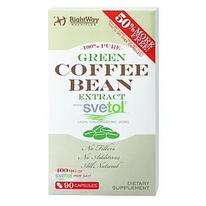 Rightway Nutrition 100% Pure Green Coffee Bean Extact with Svetol, 90 Capsules