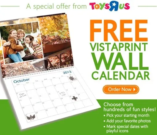 ToysRUs: Free Personalized Photo Calendars