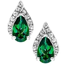 Rainforest and White Topaz Earrings in Sterling Silver
