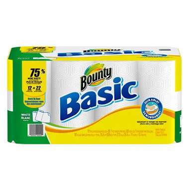 Bounty Basic Paper Towels, Super Rolls - 12 pk. 