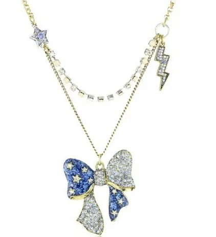 Betsey Johnson "Heaven's to Betsey" Bow Pendant Necklace