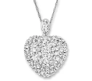 Heart Pendant with Swarovski Crystal in Sterling Silver