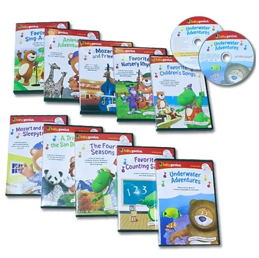 Baby Genius Ultimate Children's Library w/ 10 DVDs & 10 CDs - 500+ Minutes Music