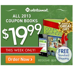 Entertainment.com Green Monday Sale: 2013 Entertainment Coupon Book $19.99 and each additional Book only $15
