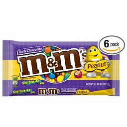 M&M's Dark Chocolate with Peanut Candy, 12.6-Ounce Packages (Pack of 6)
