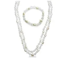 Pearl And Crystal Necklace And Bracelet Set