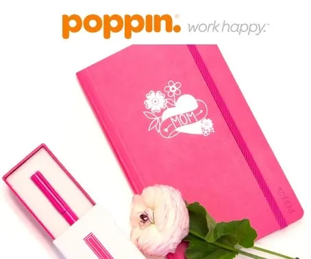 Poppin.com Mother's Day Special: Foil Stamped Mother's Day Notebook and matching Metal Pen Bundle