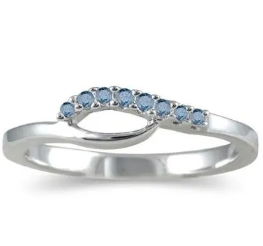 1/10 Carat TW Blue Diamond Twist Ring in 10K White Gold