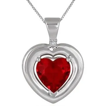 SZUL: 2.8 Carat Created Ruby and Genuine Diamond Pendant