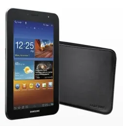 Samsung - Refurbished Galaxy Tab 7.0 Plus with 16GB Memory and Brown Leather Case - Metallic Gray