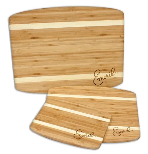 Emeril Kitchenware Natural Stripe Bamboo Cutting Board Set, 3-Pack